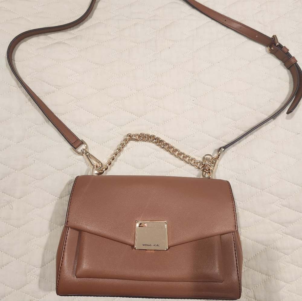 Michael Kors Lita Crossbody Bag NEW color Luggage W Gold Tone Hardware